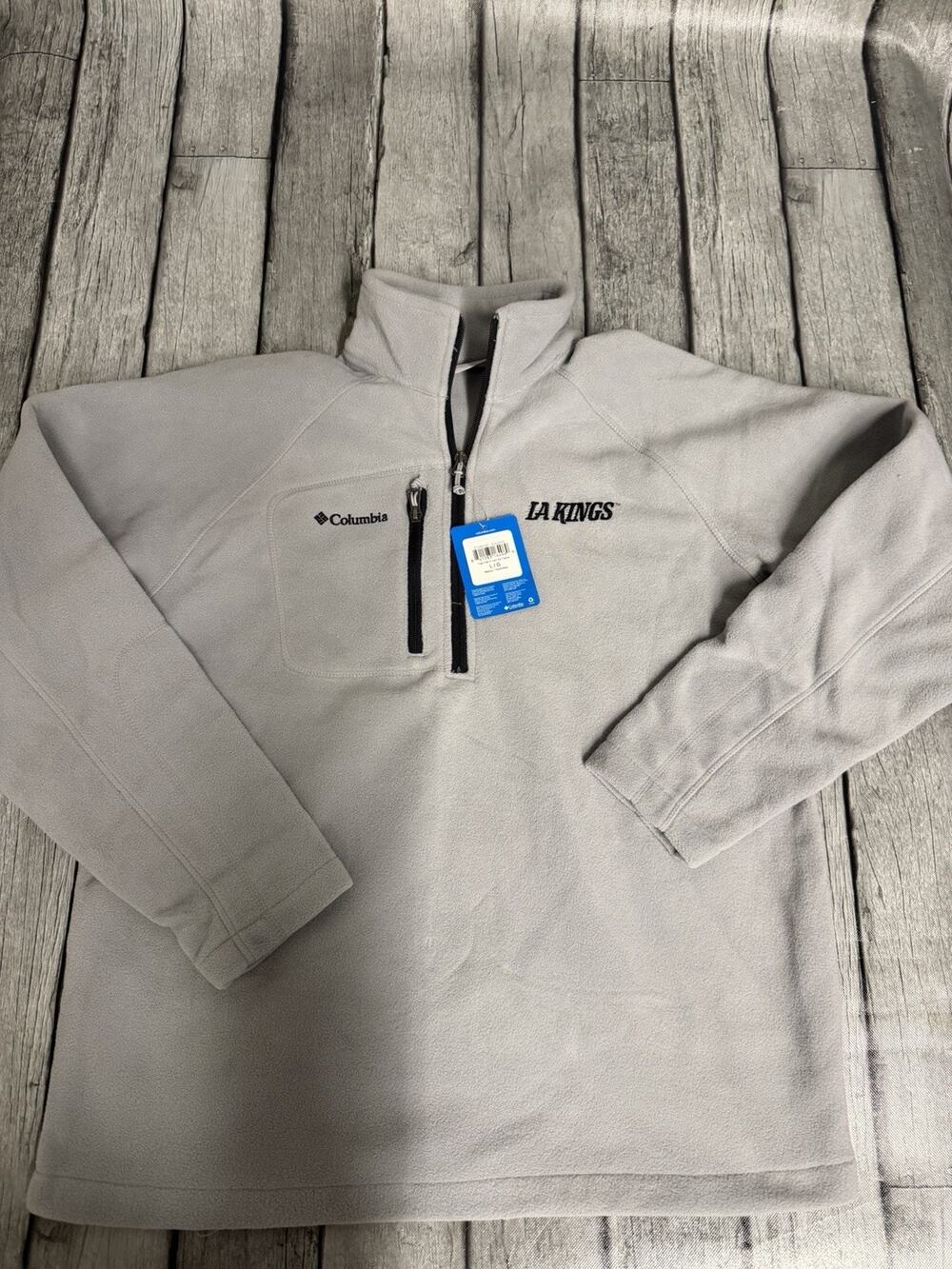 NWT Men’s Columbia LA Kings Fast Trek III Fleece Pullover Large Grey